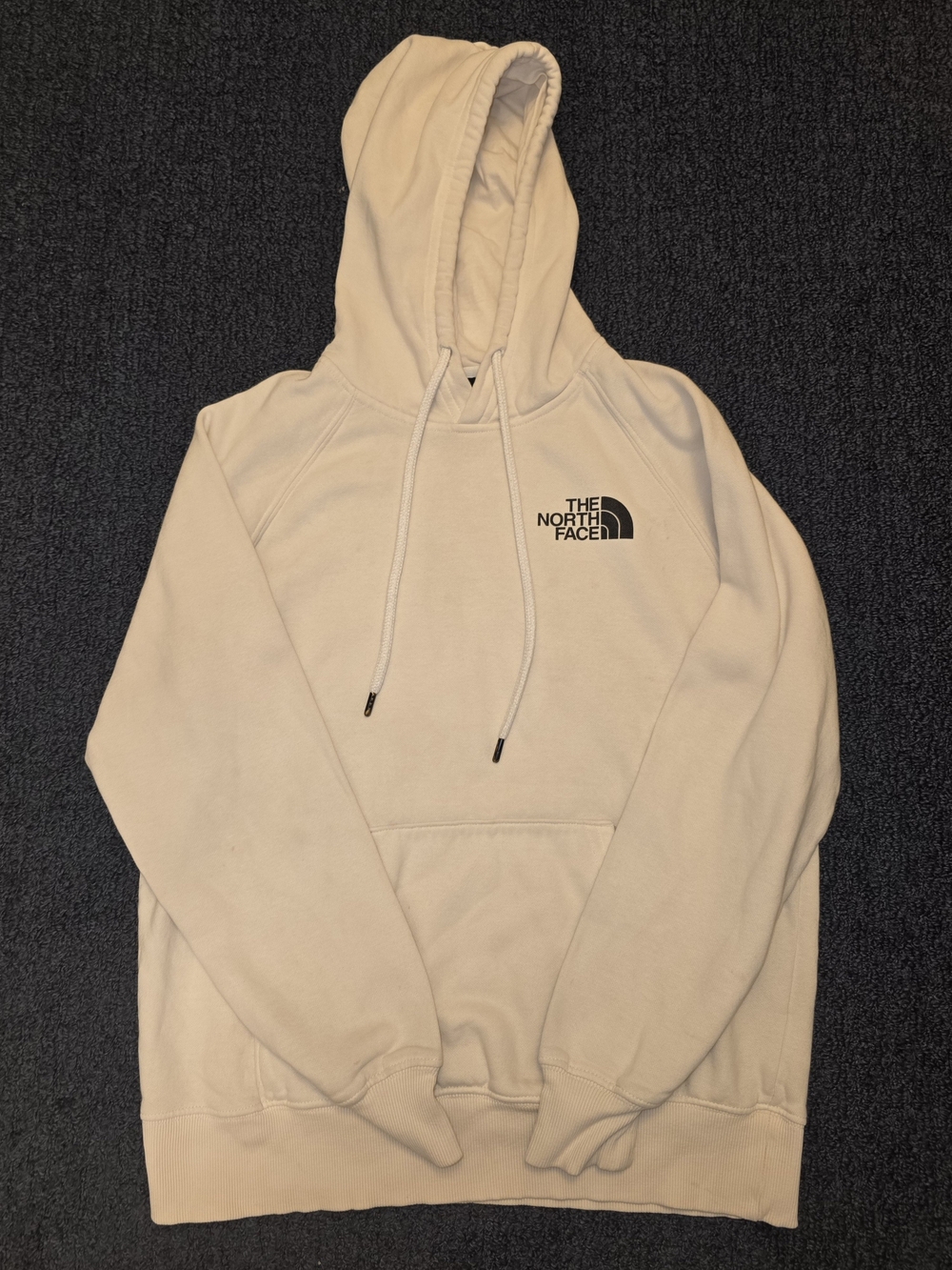 The North Face Womens Small White Pullover Hoodie Pockets Box Logo Graphic